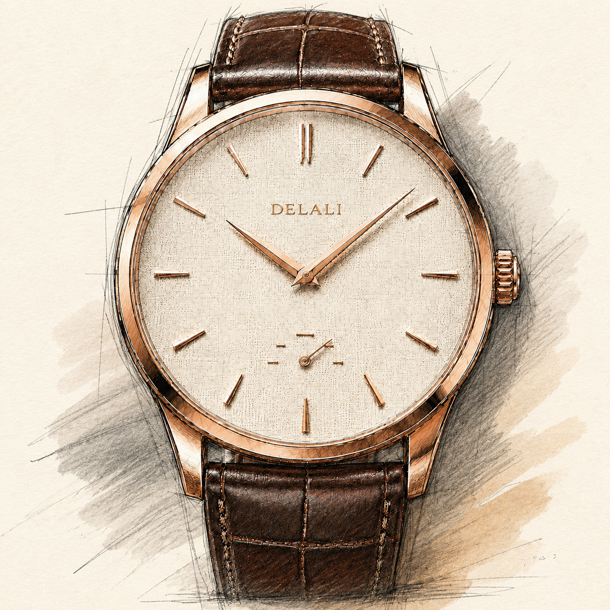 Ref. 101, The Delevery — rose gold case with a creme linen dial